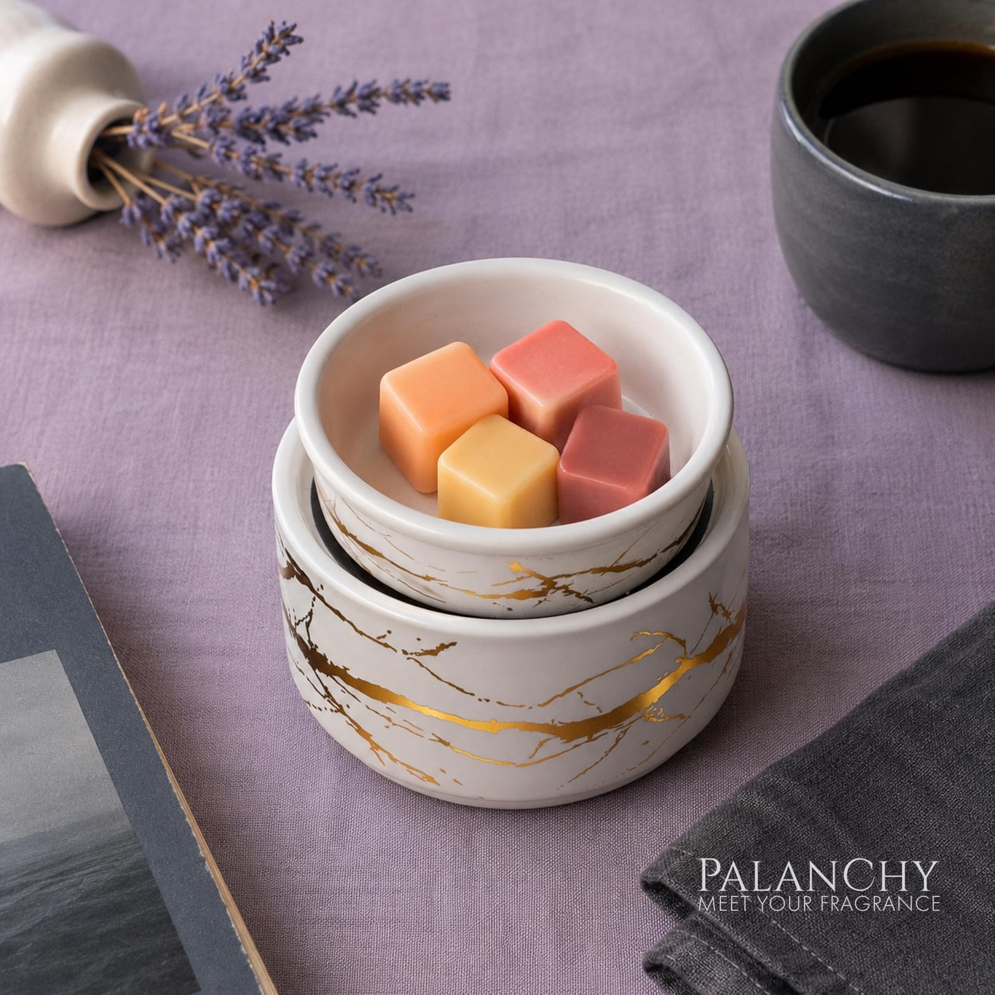 PALANCHY Wax Melt Warmer Ceramic 3-in-1 Oil Burner Electric Candle Wax Warmer Burner Melter Fragrance Warmer for Scented Waxs Home Office Bedroom Aromatherapy Gift & Decor
