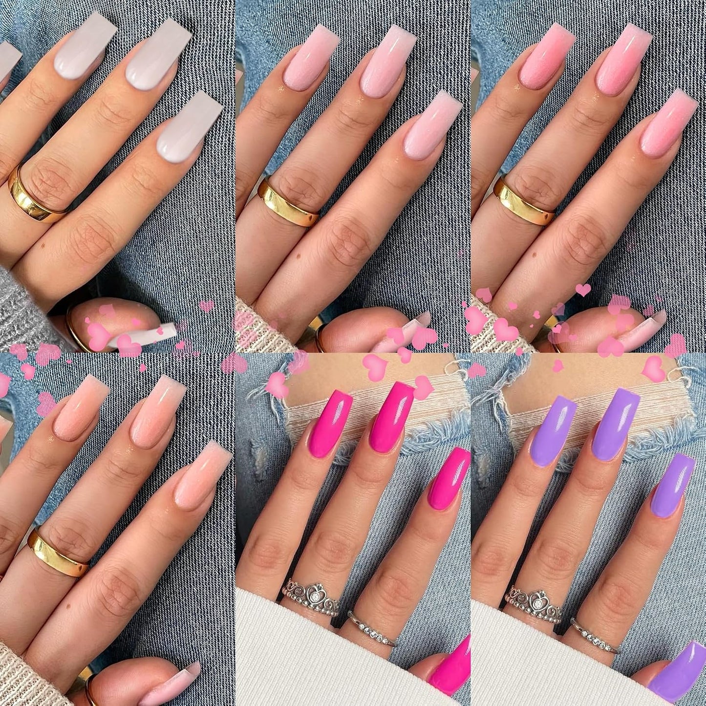 KQueenest Cat Eye Press On Nails - Glitter Almond Medium | 96 Pcs Sparkle Chrome Fake Nails for Women