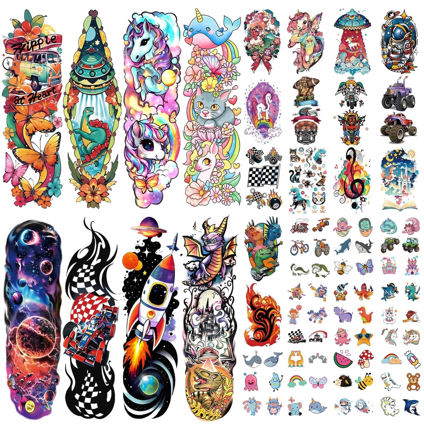 Glow Unicorn Princess Temporary Tattoos - 252+ PCS Luminous Stickers for Kids | Rainbow Castle & Fairy Theme Party Favors