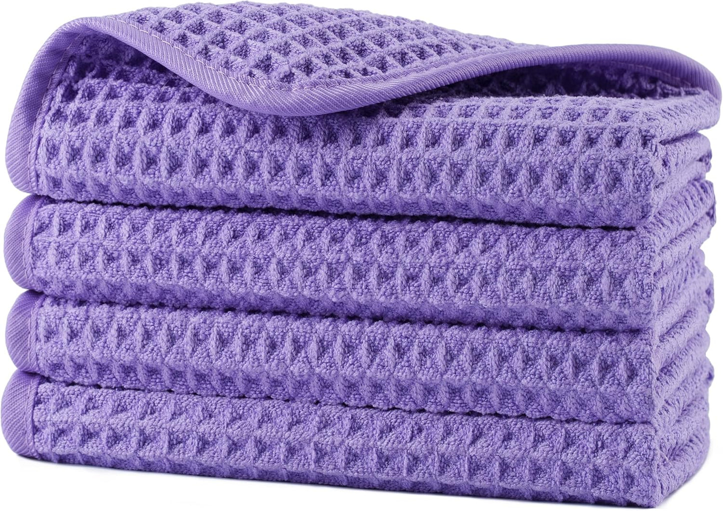 Microfiber Washcloths - Lint-Free Face Towels, 430 GSM | 13 x 13 in, 4 Pack - Waffle Weave