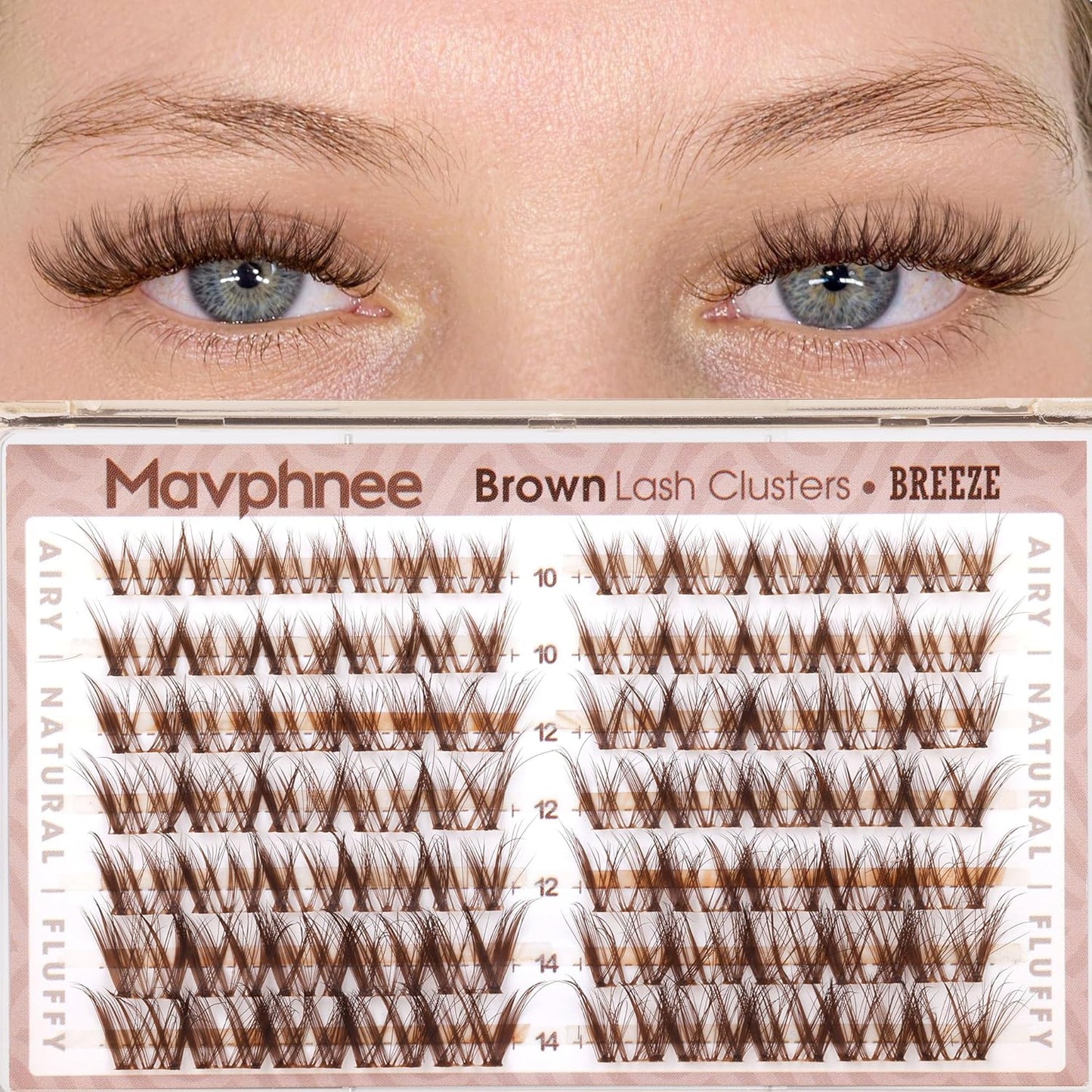 Natural Wispy Eyelash Extensions - Spider Lash Clusters 8-16MM | CC Curl, Flexible Clear Band for Effortless Application