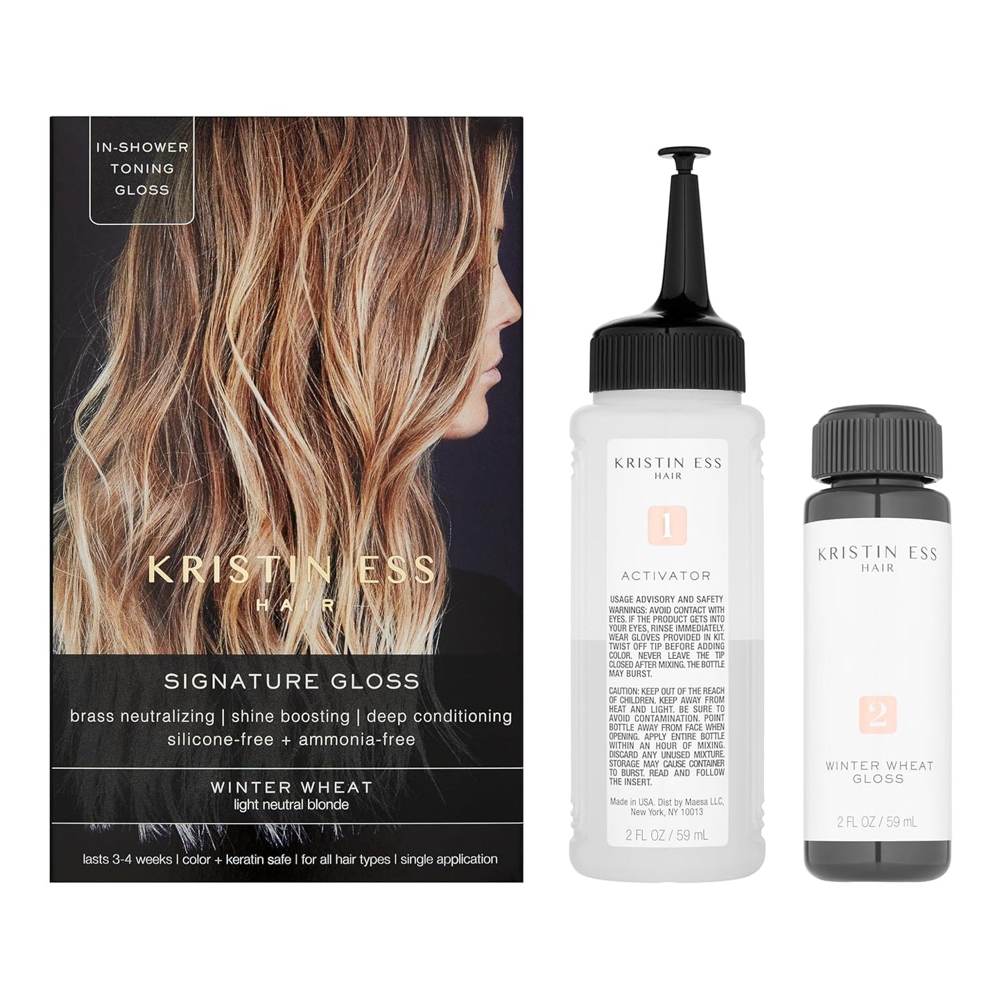 Kristin Ess Hair Gloss - Winter Wheat Light Neutral Blonde | 4-Week Semi-Permanent Color & Conditioner for Vibrant Shine