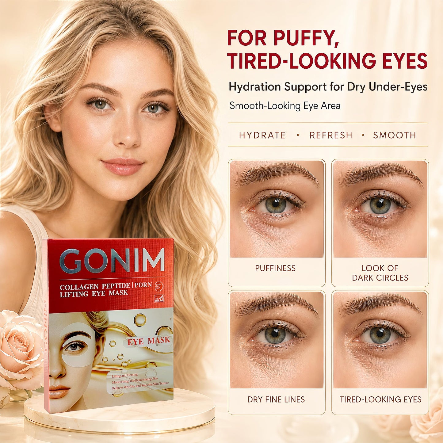 GONIM Under Eye Patches for Puffy Eyes and Dark Circles, Collagen,Eye Mask
