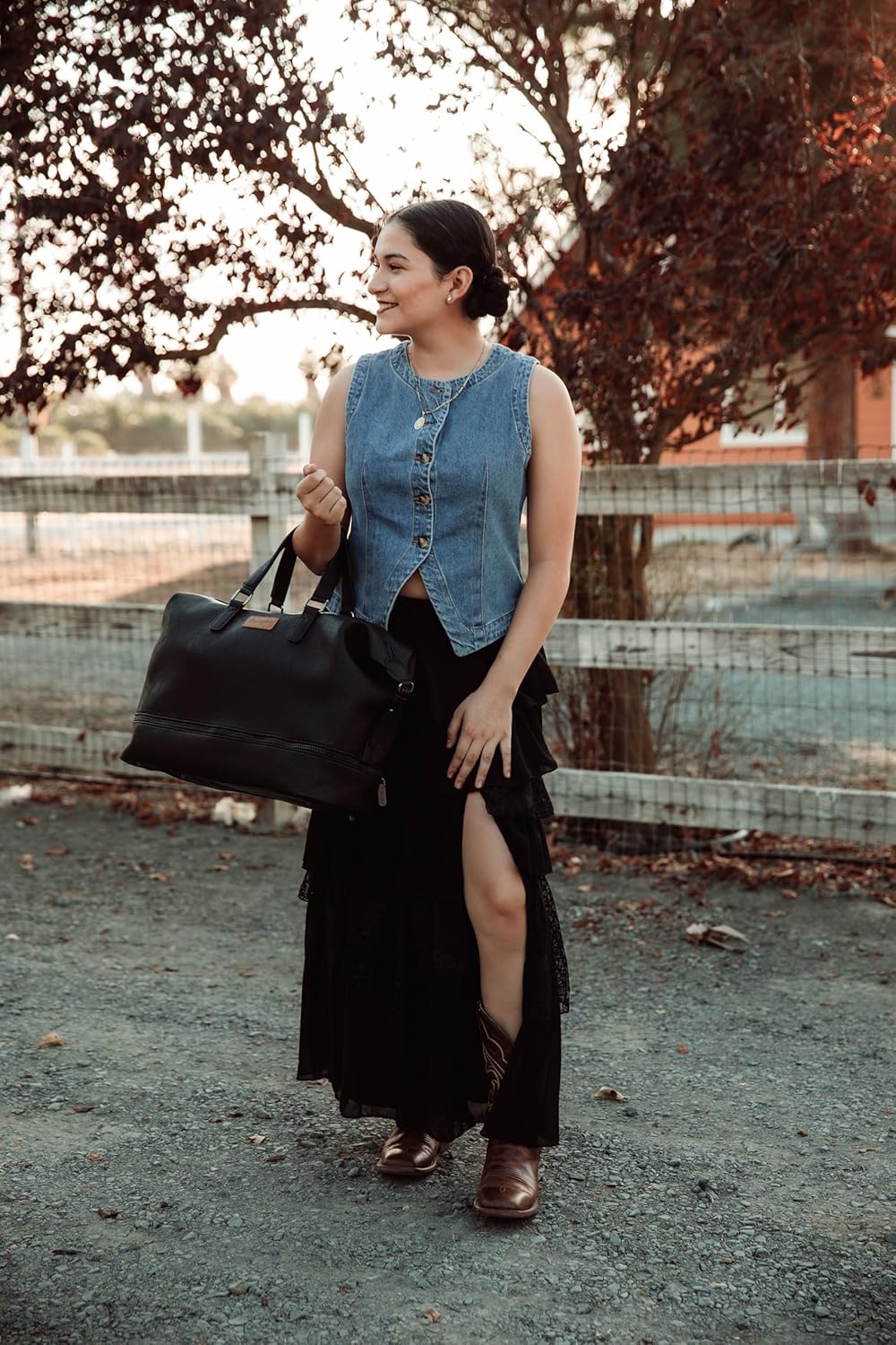 Travel Duffel Bag - Wrangler Carry-On Overnight Bag with Shoe Compartment | Women’s Weekender Bag - Black