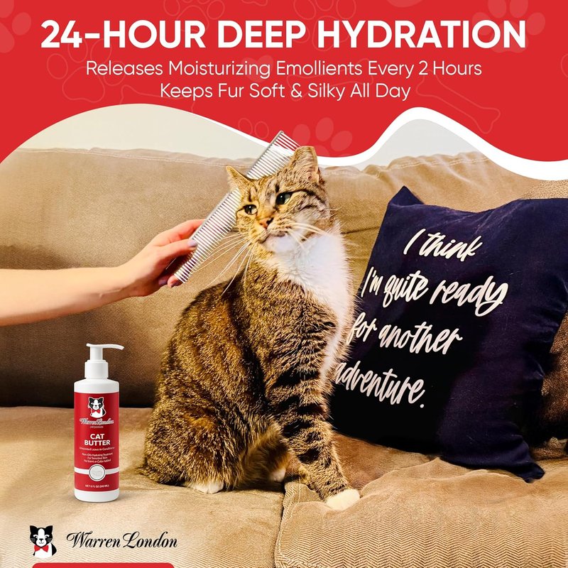 Cat Hydrating Butter - Unscented Leave-In Conditioner Lotion for Soft, Shiny Fur | Deep Moisture & Detangling for All Breeds