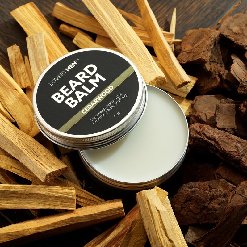 LOVERY Cedarwood Beard Balm, 4 Ounce All-Natural with Argan Oil Conditioning & Styling Beard Wax, Beard Cream & Softener, Beard Butter for Beard Grooming & Beard Care - Gifts for Him
