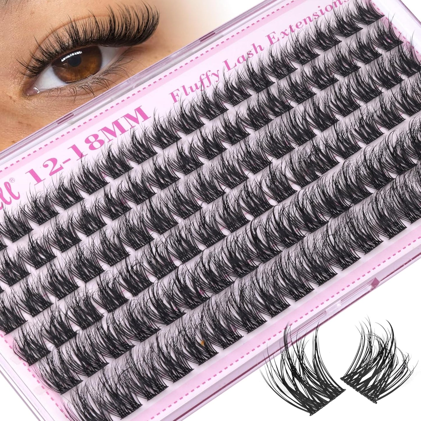 Natural Lash Clusters - Wispy D-Curly Eyelash Extensions | Fluffy 10-16MM Individual Lashes