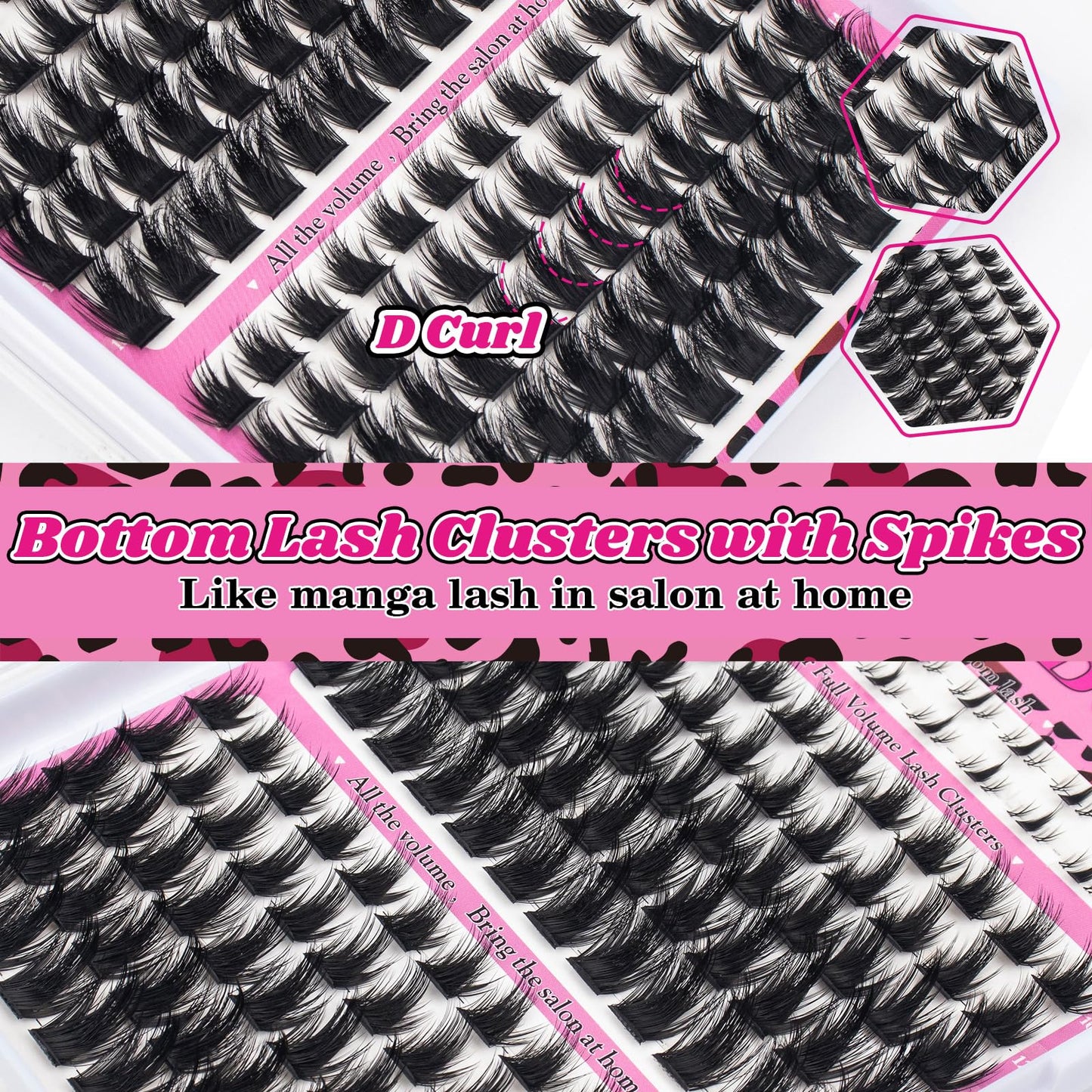 Rozen Lash Clusters Kit with Spikes Manga Wispy Eyelash Clusters Bottom Lashes 10-18mm Fairy Anime Individual Lashes Fluffy Lash Extension Kit Waterproof Bond and Seal Volume Eyelashes by MilyBest