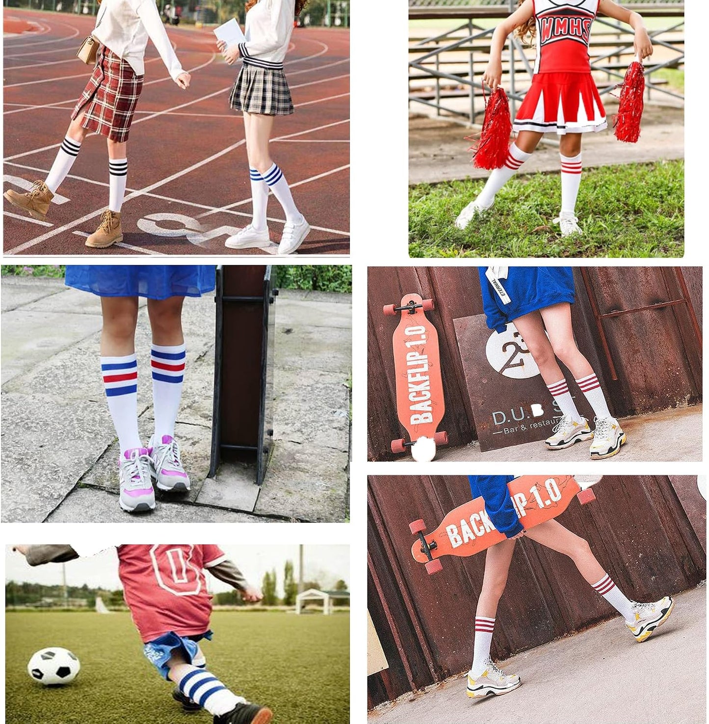 Kids Over the Calf Tube Socks - Soft Cotton Athletic Stripes for Boys & Girls | Comfortable Fit