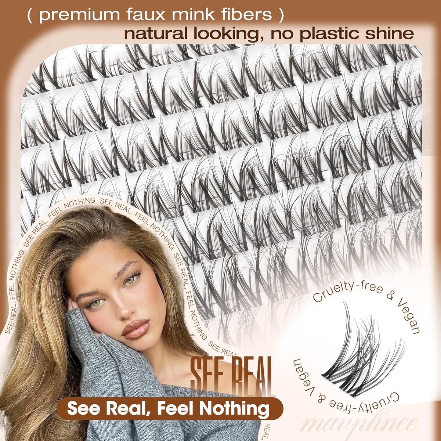 Natural Wispy Eyelash Extensions - Spider Lash Clusters 8-16MM | CC Curl, Flexible Clear Band for Effortless Application