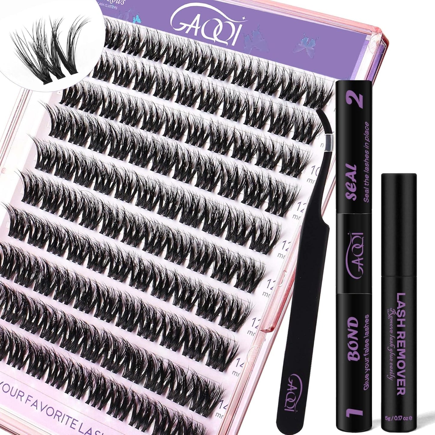 GAQQI Lash Clusters - Wispy Volume Eyelash Extensions, 110 Multilayered 3D Lashes, 10-14mm Lengths