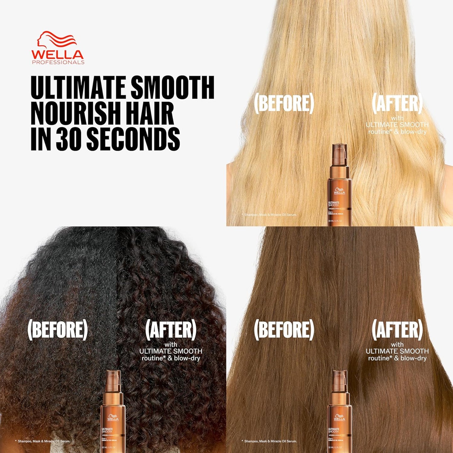 Wella Professionals Ultimate Smooth Conditioner - Nourishing Treatment for Dry, Frizzy Hair | Squalane & Omega 9 | Color Safe