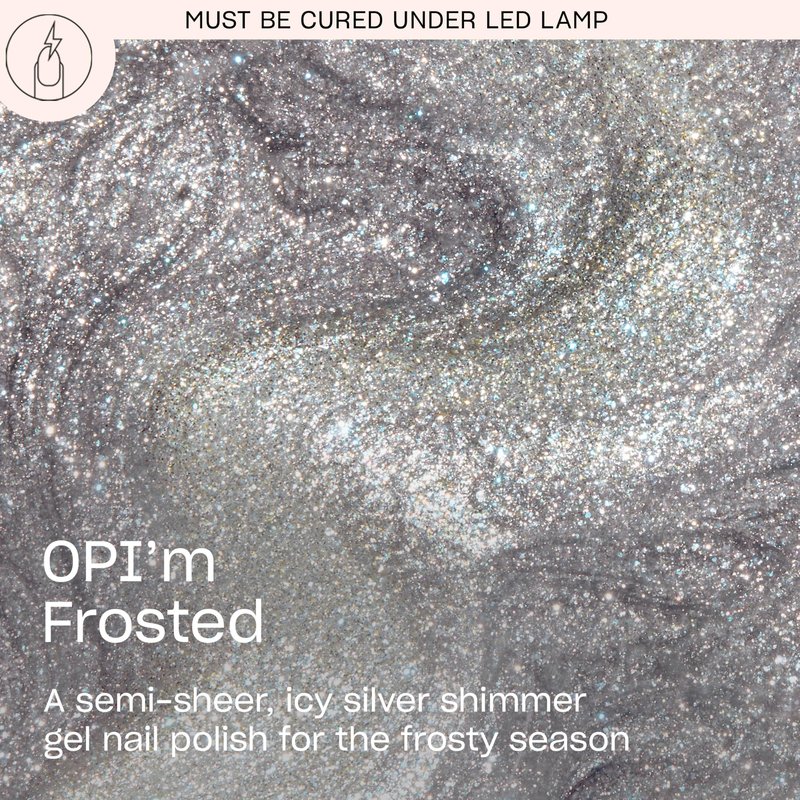 OPI GelColor OPI’m Frosted | Semi-Sheer Soft Cool Holographic Silver Shimmer LED Cure Gel Nail Polish | Salon-Quality Shine, Long-Lasting Wear | 0.5 Fl Oz | Good Enough to Treat | Holiday 2025
