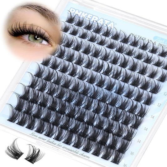 Wispy Eyelash Clusters - 120 Pcs Natural D Curvature Individual Lash Extensions | Reusable DIY Thin Band