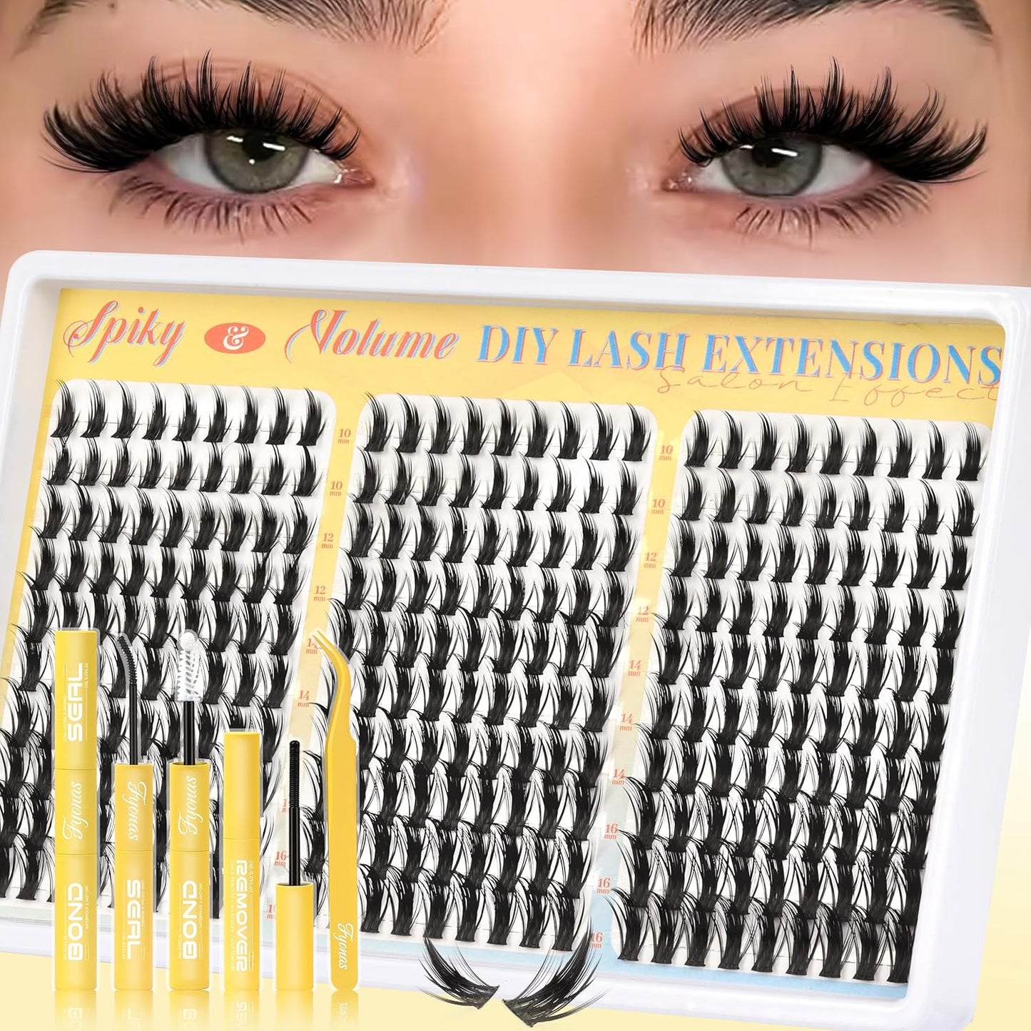 Manga Lash Clusters Kit - Spiky Anime Eyelash Extensions 270 Pcs | D Curl, 10-16mm, Fluffy & Natural Look