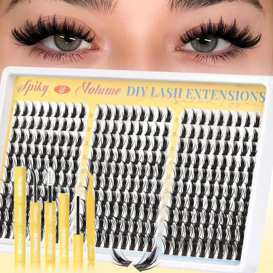 Manga Lash Clusters Kit - Spiky Anime Eyelash Extensions 270 Pcs | D Curl, 10-16mm, Fluffy & Natural Look