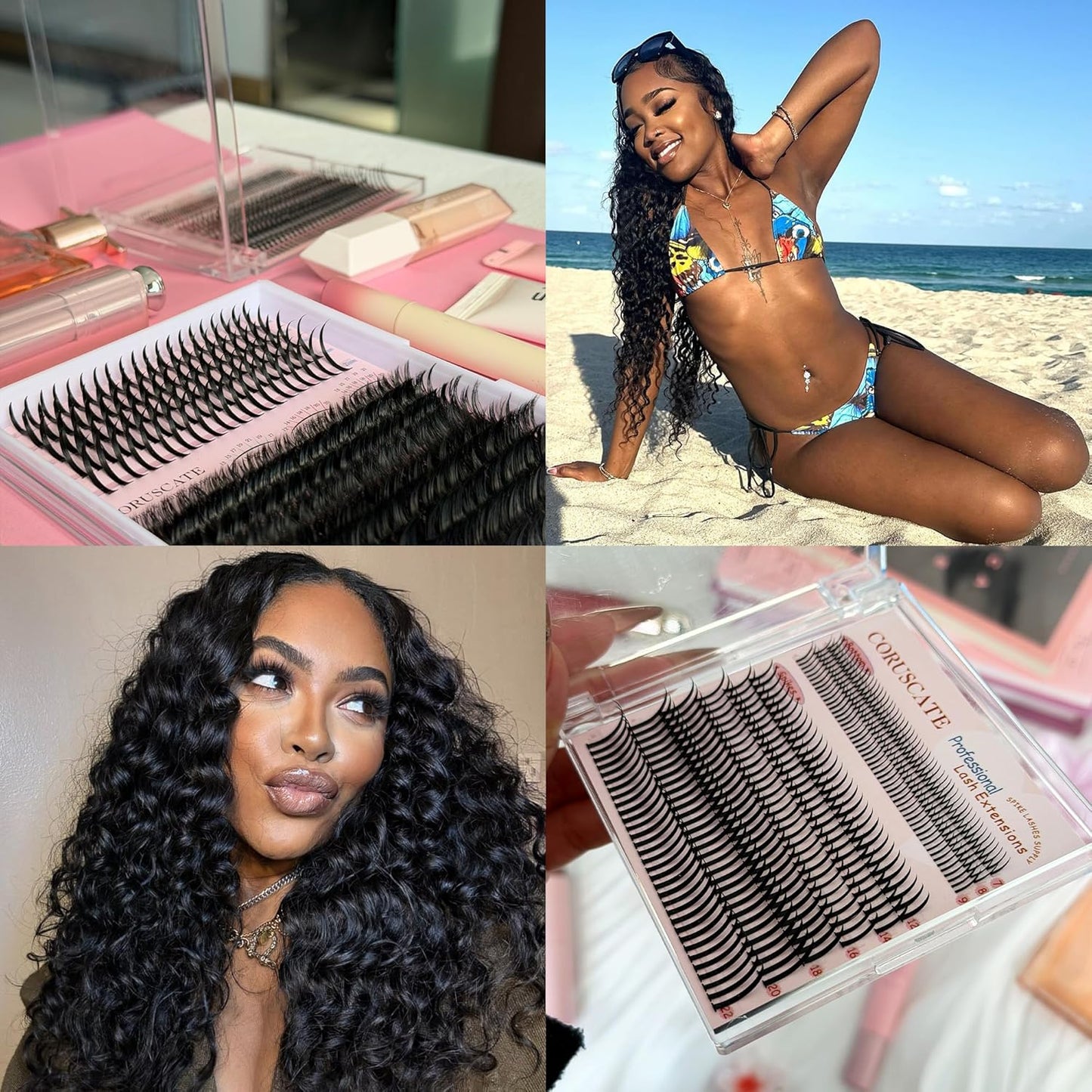 Lash Clusters with Spikes - Ultra Long 12-22mm Eyelash Extensions for Manga & Spiky Looks | DIY Multi-Eye Styles