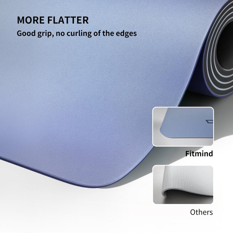 FITMIND Professional PU Rubber Yoga Mat, Double-Sided Non Slip Sweat Resistant Exercise Mat for Men Women, Comfortable Extra Long & Wide for Yoga, Pilates, Fitness, Home Gym, 72"×26.8"×0.18"(4.5mm)Thick