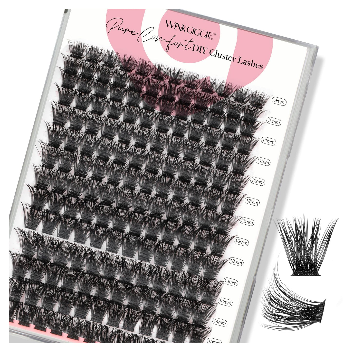 Winkgiggle Cluster Lashes Wispy Lash Clusters, 168pcs D Curl Natural Volume Lashes Clusters, DIY Individual Eyelash Extensions with Soft Ultra-thin Band, 9-16mm (56D)