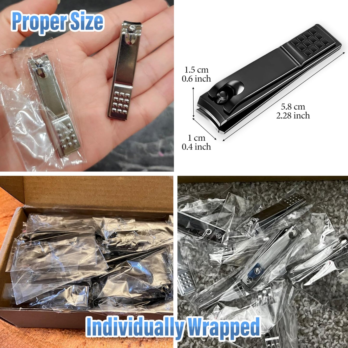 AVERZELLA 10-Pack Toenail Clippers Nail Clippers Bulk Travel Size, Stainless Steel Nail Clipper Multi Pack Curved Edge Toe Nail Fingernail Clippers for Men Women Adult Homeless Care Supplies (Black)