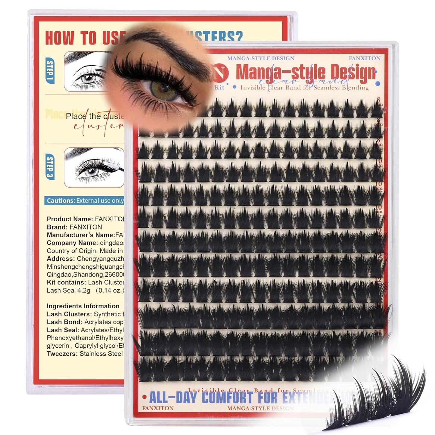 DIY Eyelash Extension Kit - Thick Volume 40D & 50D Cluster Lashes | 280 Pieces with Bond & Tweezers