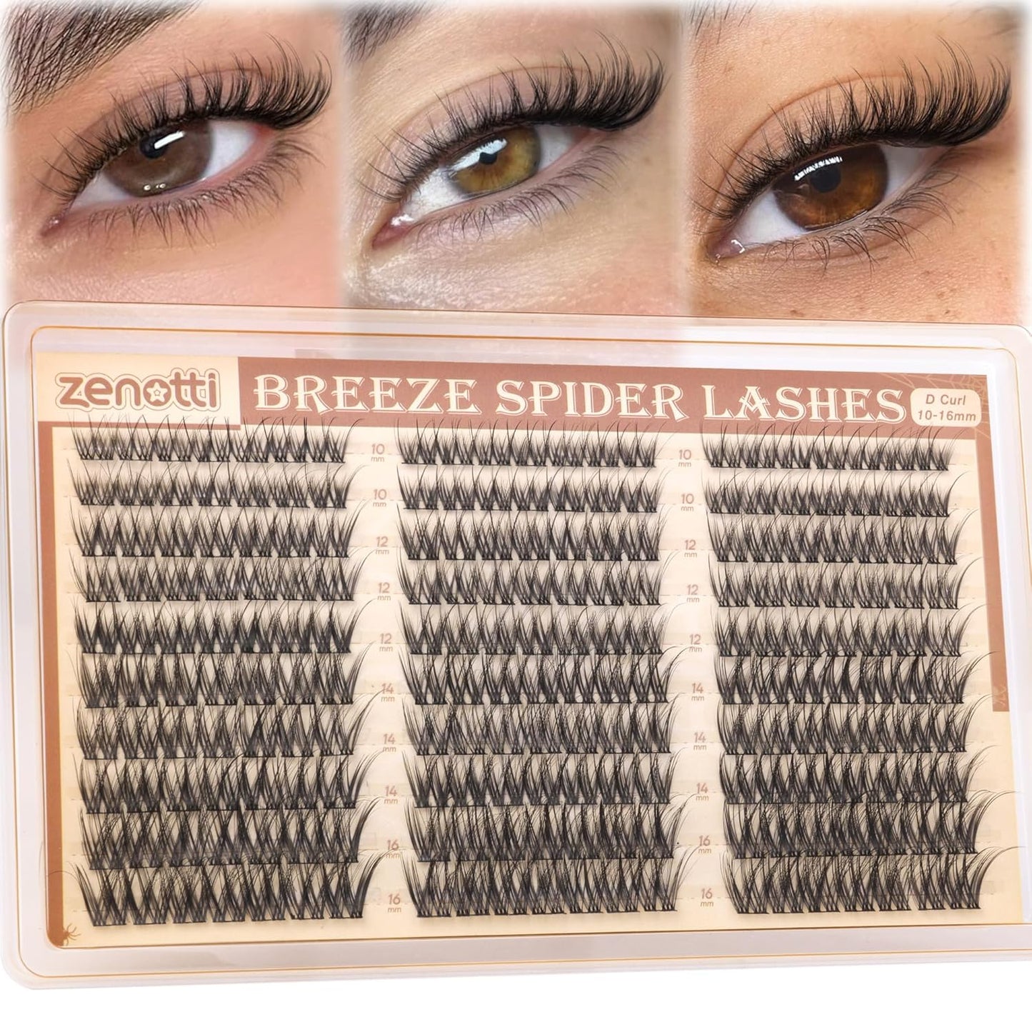 Natural Eyelash Clusters - Spider Breeze DD Curl 180PCS Wispy Extensions | Kim K Style with Invisible Band