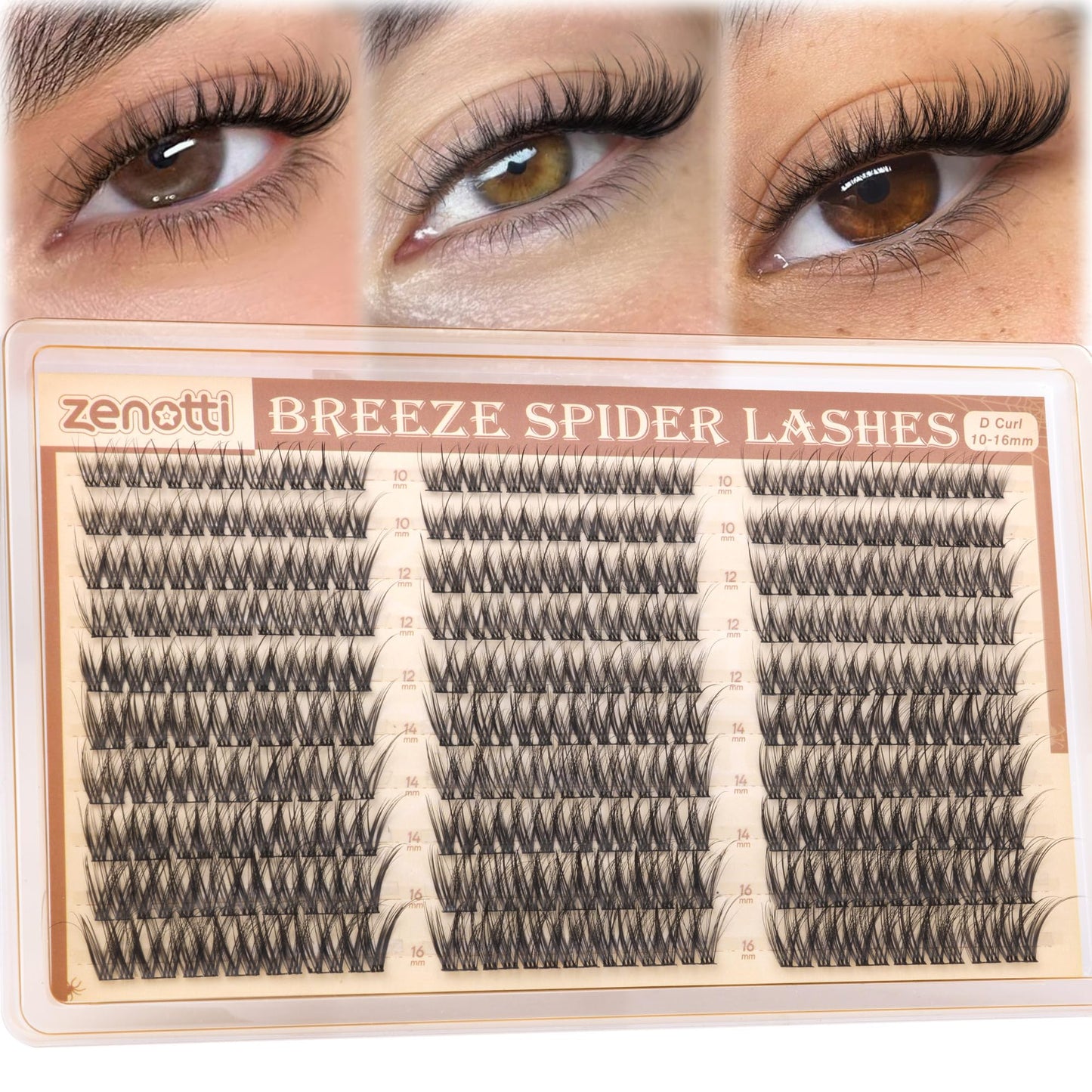 Wispy Lash Clusters Natural Eyelash Clusters 210PCS Breeze Spider Cluster Eyelash Extensions Kim K Style Individual Lases Extensions Fluffy Lash Clusters D-Curly 10-16MM by zenotti