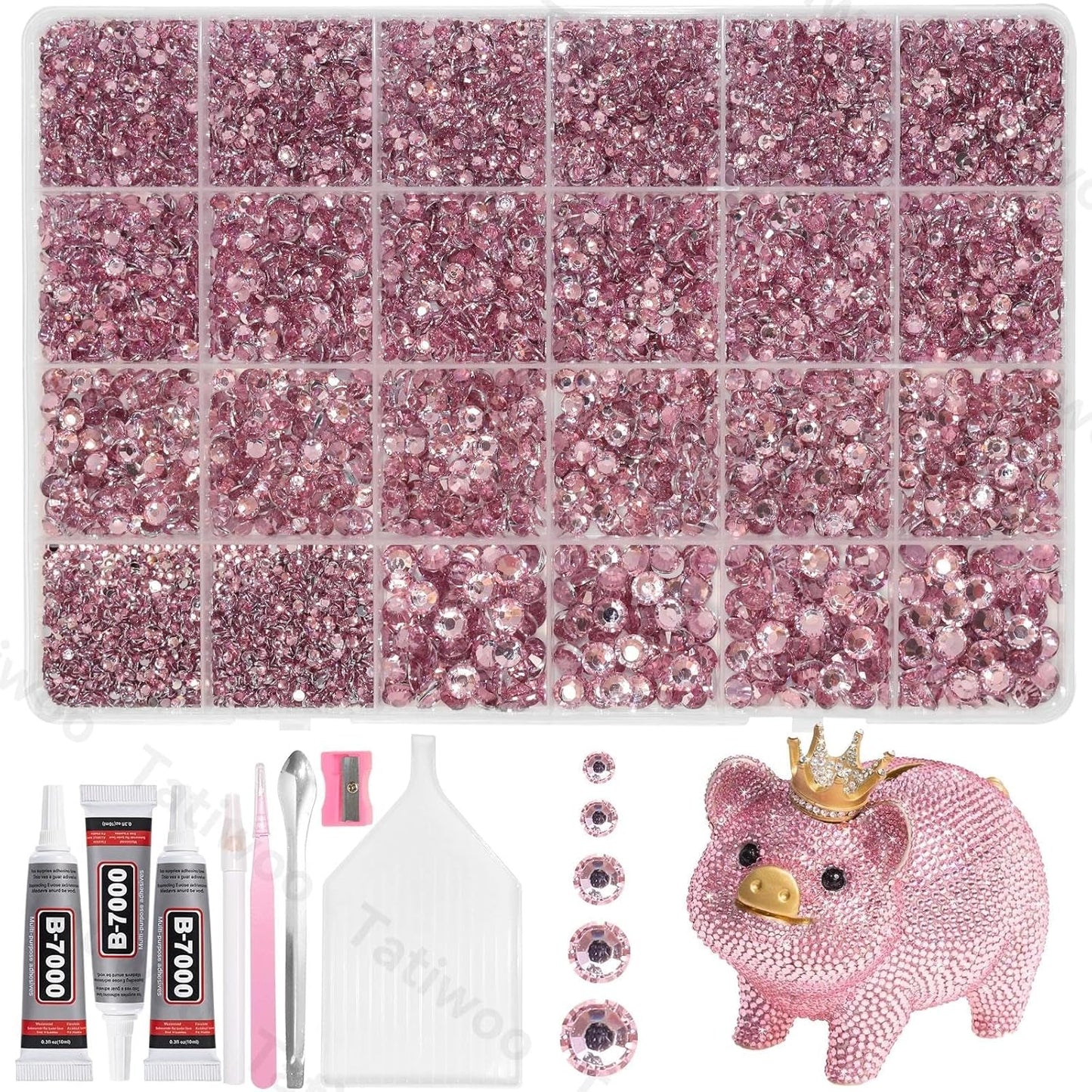 Light Pink Flatback Jelly Resin Rhinestones - 20000 Pcs Mix Sizes 2-6mm for Crafting & DIY Makeup Tumblers
