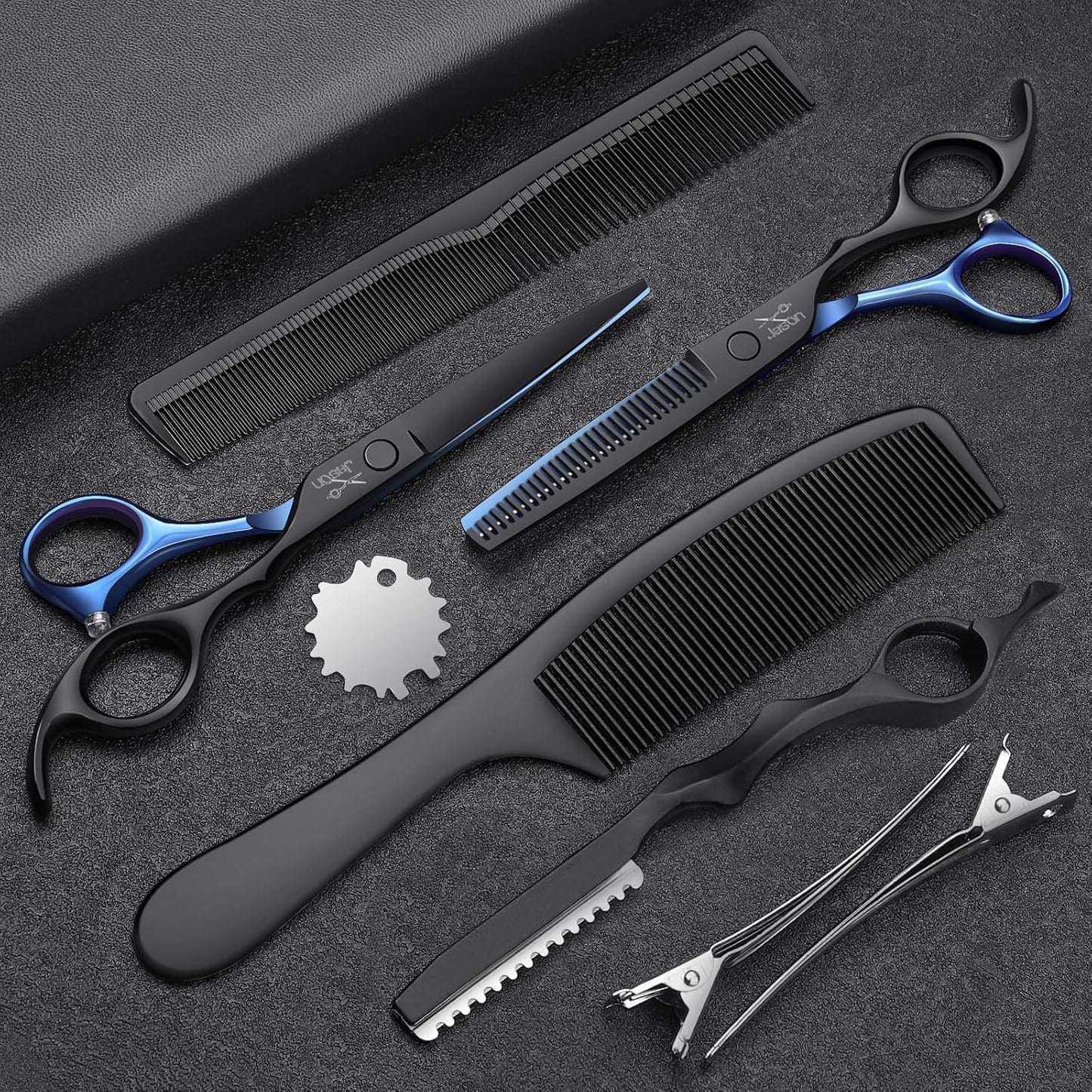 Professional Hair Cutting Scissors Set - 10 PCS with Thinning Shears & Straight Shears for Men and Women | Purple