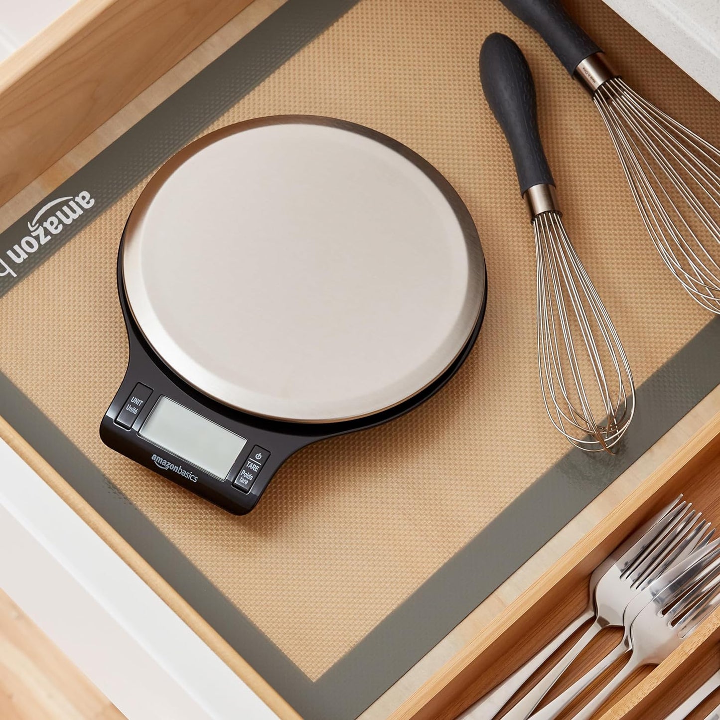 Digital Kitchen Scale - LCD Display, Tare Function, Weighs Up to 11 Pounds | Black & Stainless Steel