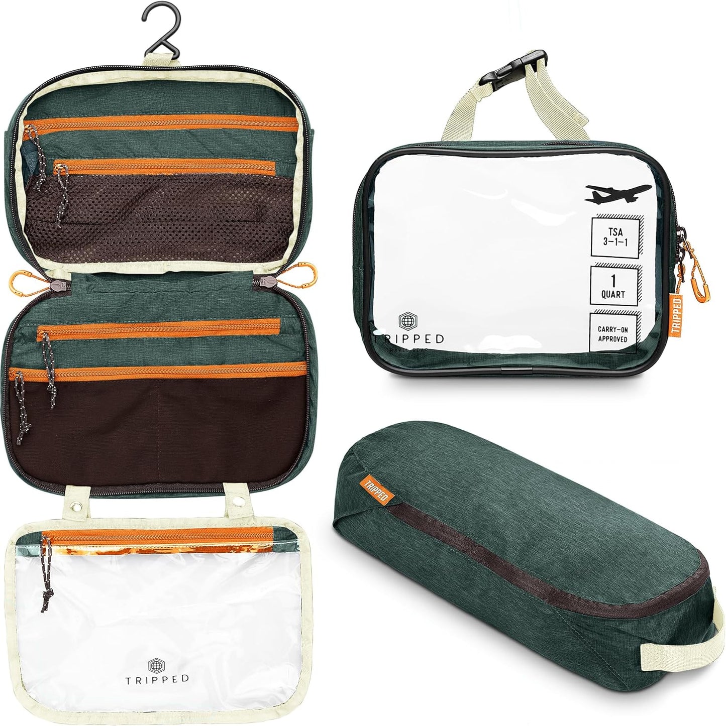 Travel Toiletry Bag Set - Hanging Organizer with TSA-Compliant Cosmetic Bag & Ultralight Pouch | Perfect for Travel