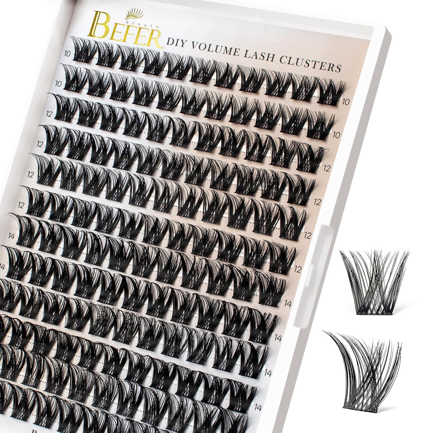 BEFER Lash Clusters - 120 Pcs D Curl Eyelash Extensions for DIY Volume | Fluffy & Wispy 10-16MM
