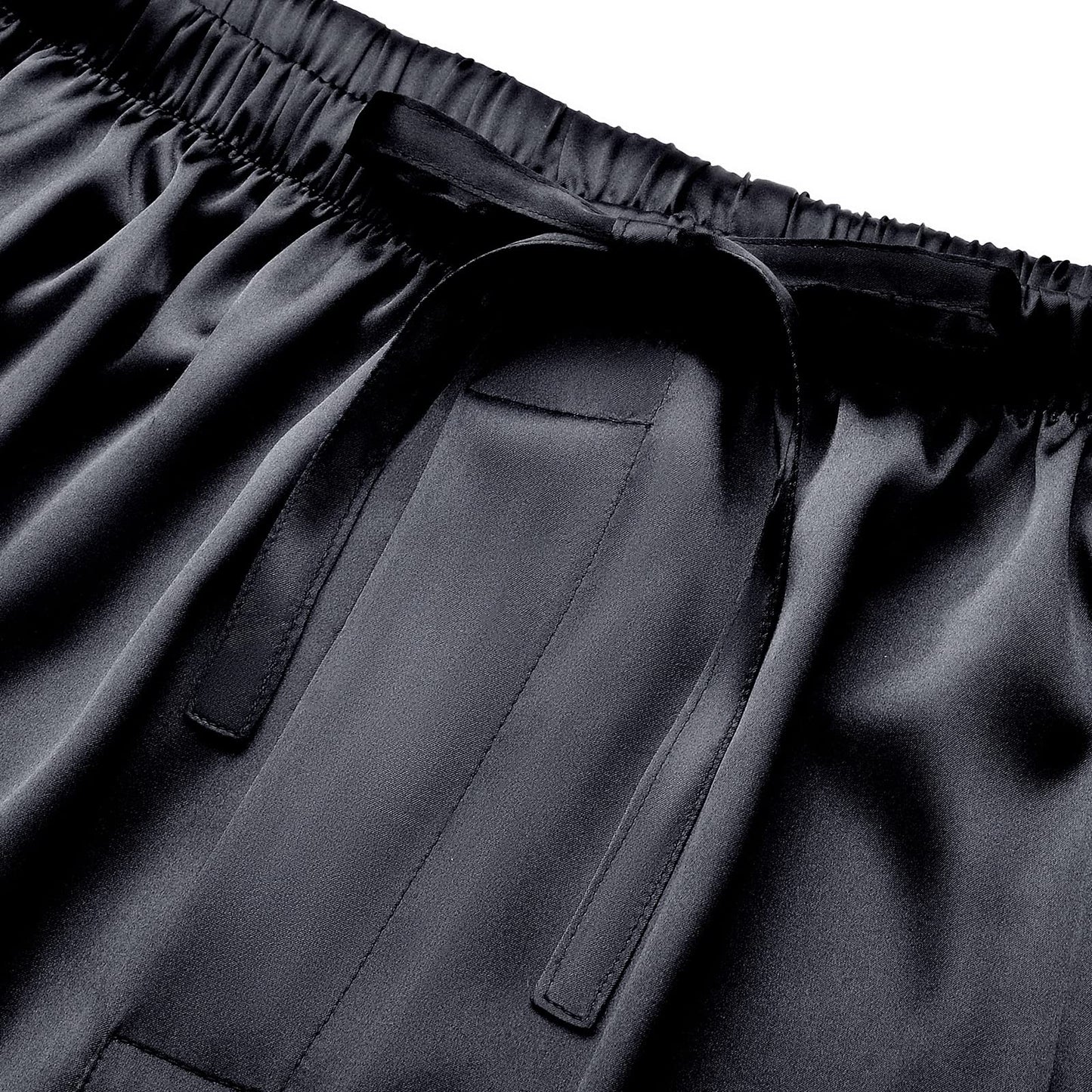 SIHA Mens Pajama Pants,Satin Pajama Boxer Shorts with Elastic Waistband,Pajama Pants for Men Black XL