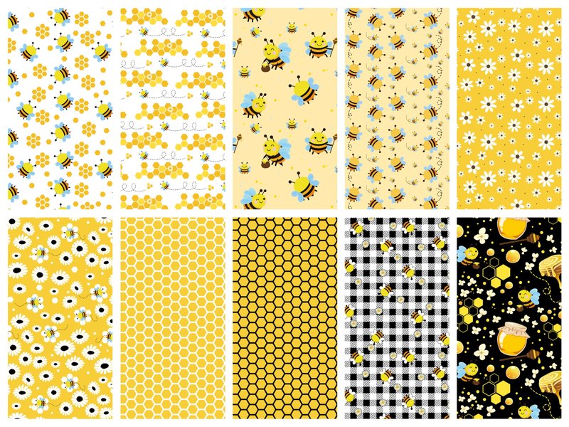 Craftido -25 Options- 100% Cotton Quilting Fabric Bundles 10pcs Fat Quarters 18”x21”-Medium Weight 5.2 oz- Soft Cotton for Quilting, Sewing Project, Patchwork, DIY Crafts – Honey Bees