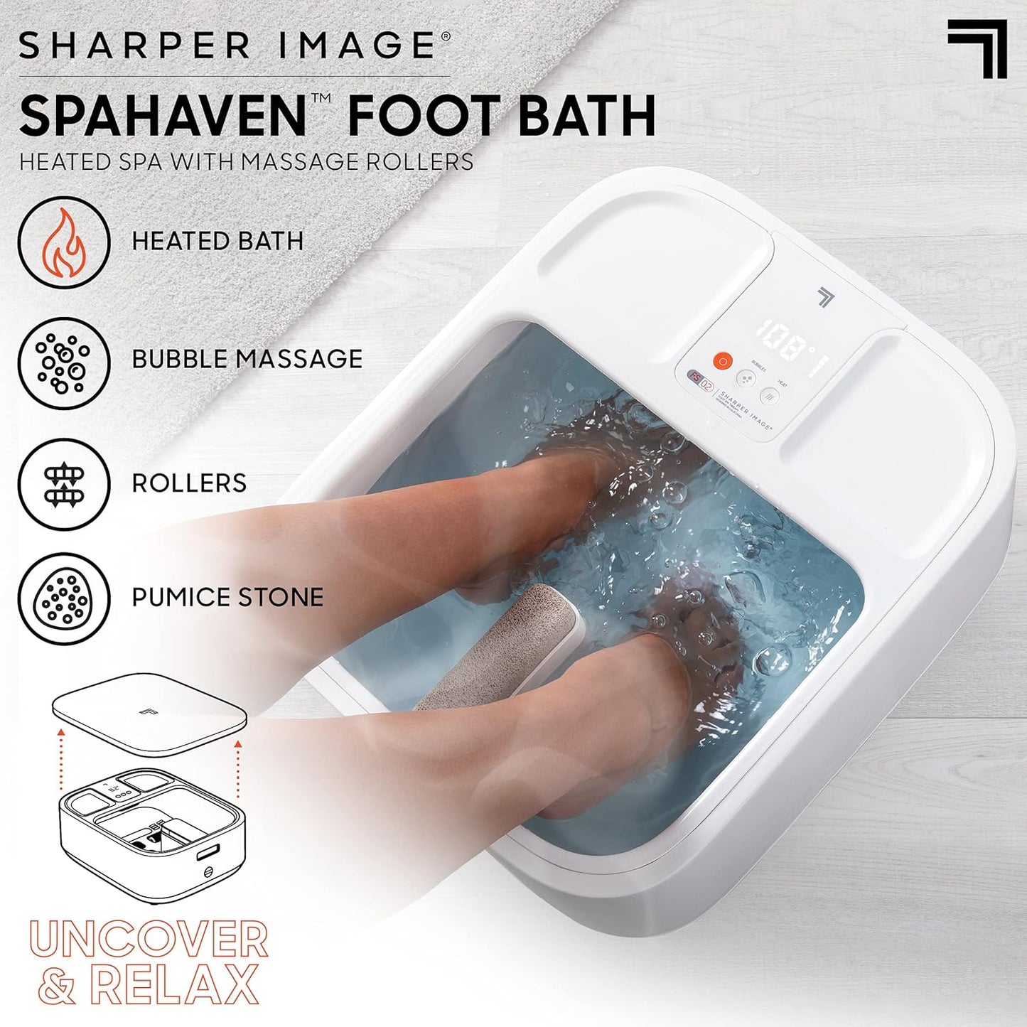 Heated Foot Bath Spa with Bubble Jets & Massage Rollers - XL Soaking Tub for Relaxation & Callus Removal