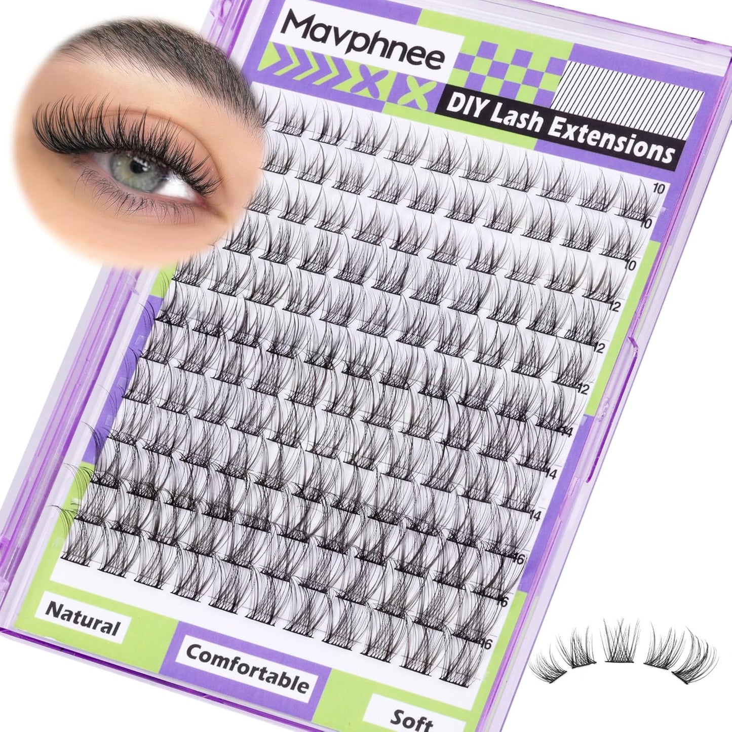 Natural DIY Lash Extensions - C-Curly Cluster Eyelashes | 216 Pcs Wispy Cat Eye Lashes for Beginners
