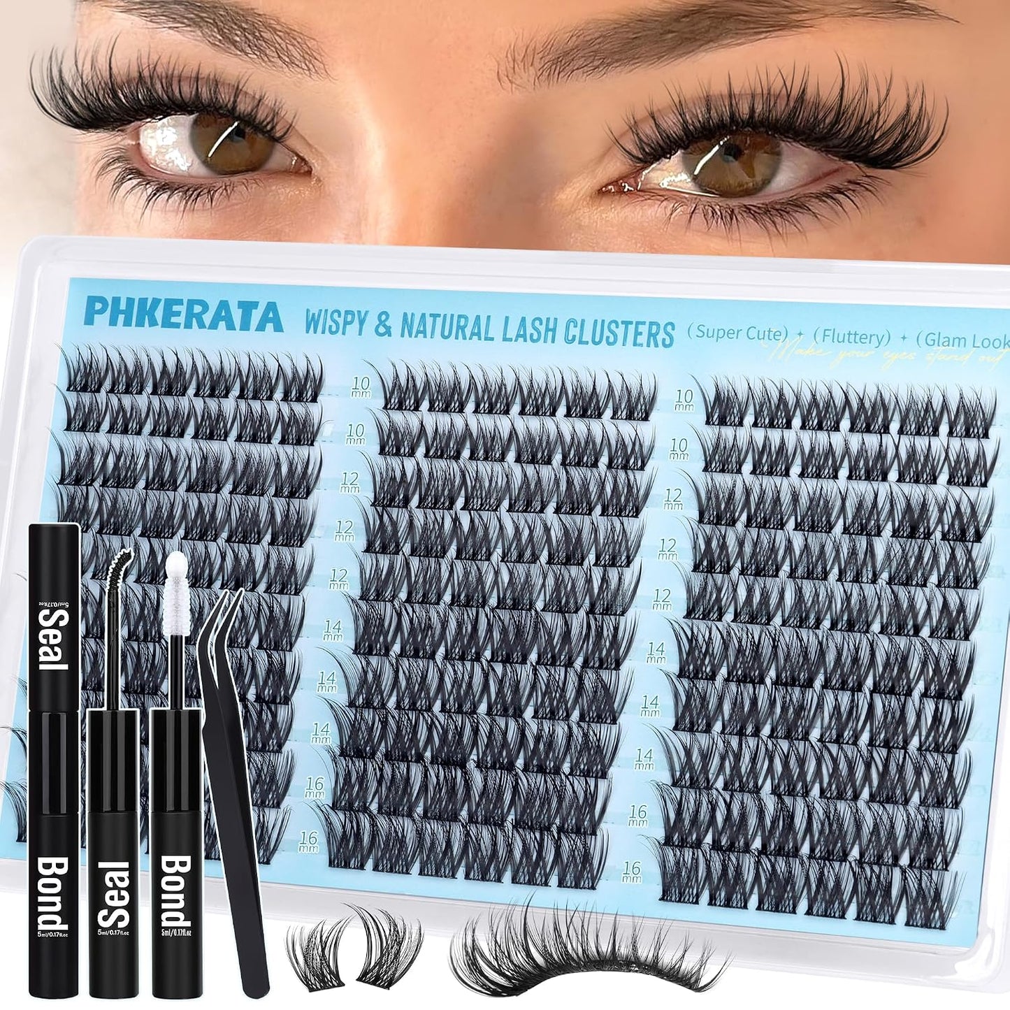 Eyelash Clusters - Natural Wispy Lash Extensions 240 Pcs | DIY Soft C Curly 10-16mm Individual Lashes