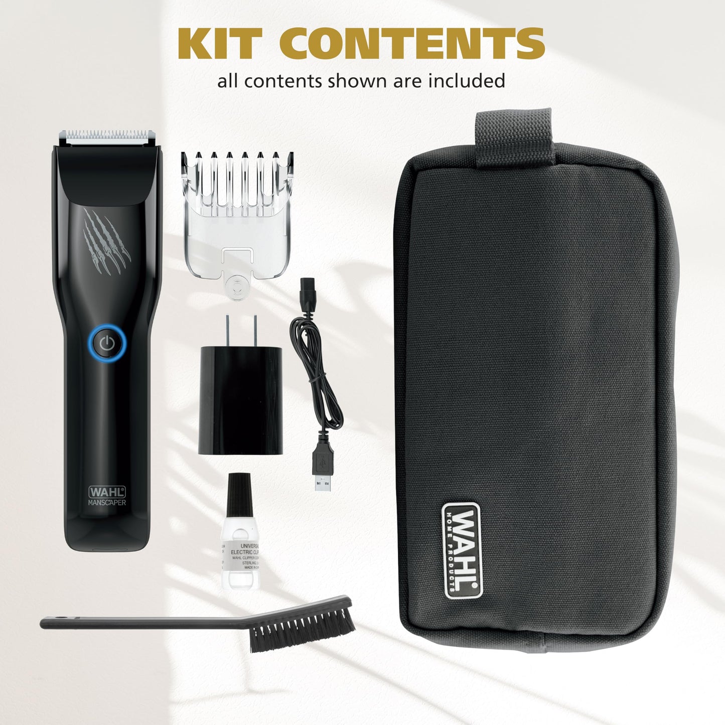 Wahl Manscaper Grizzly Rechargeable Groin & Body Hair Trimmer for Men – Extra Wide Stainless Steel Blade, Waterproof Wet/Dry Mens Body Shaver, 120-Minute Runtime, USB Charging – Model 3026572