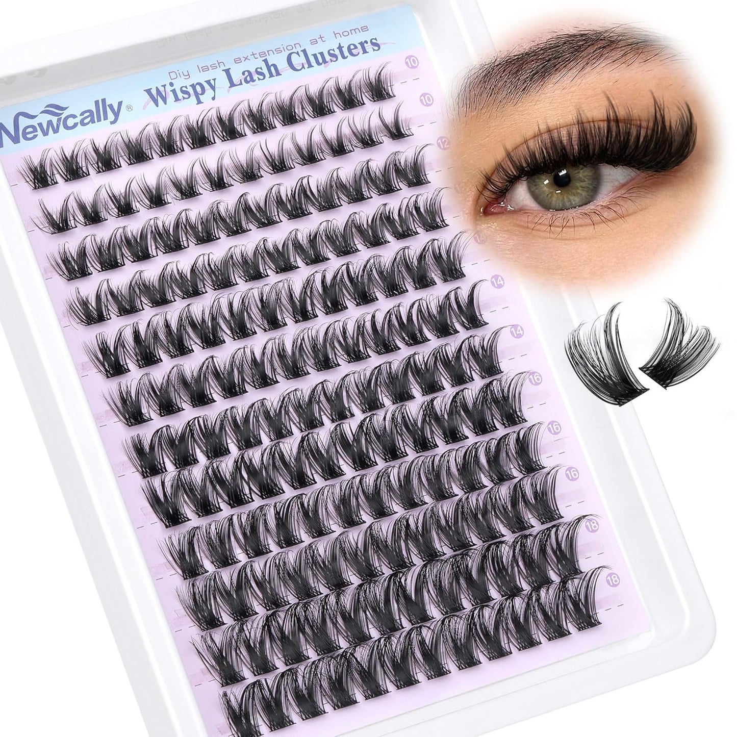 Lash Clusters Kit - Wispy Natural C-Curly Eyelash Extensions | DIY Volume Lashes 10-16MM