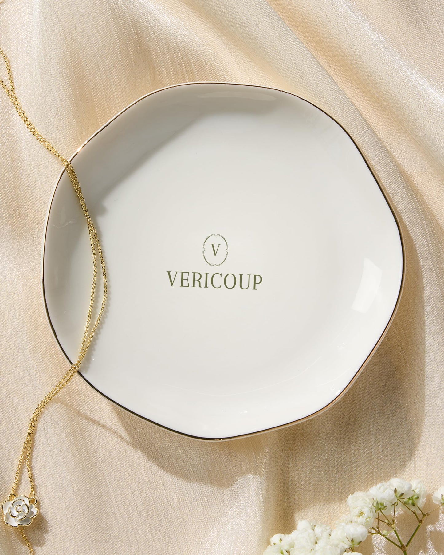 Vericoup Jewelry Tray, White Ceramic Ring Dish, 4.5 Inch