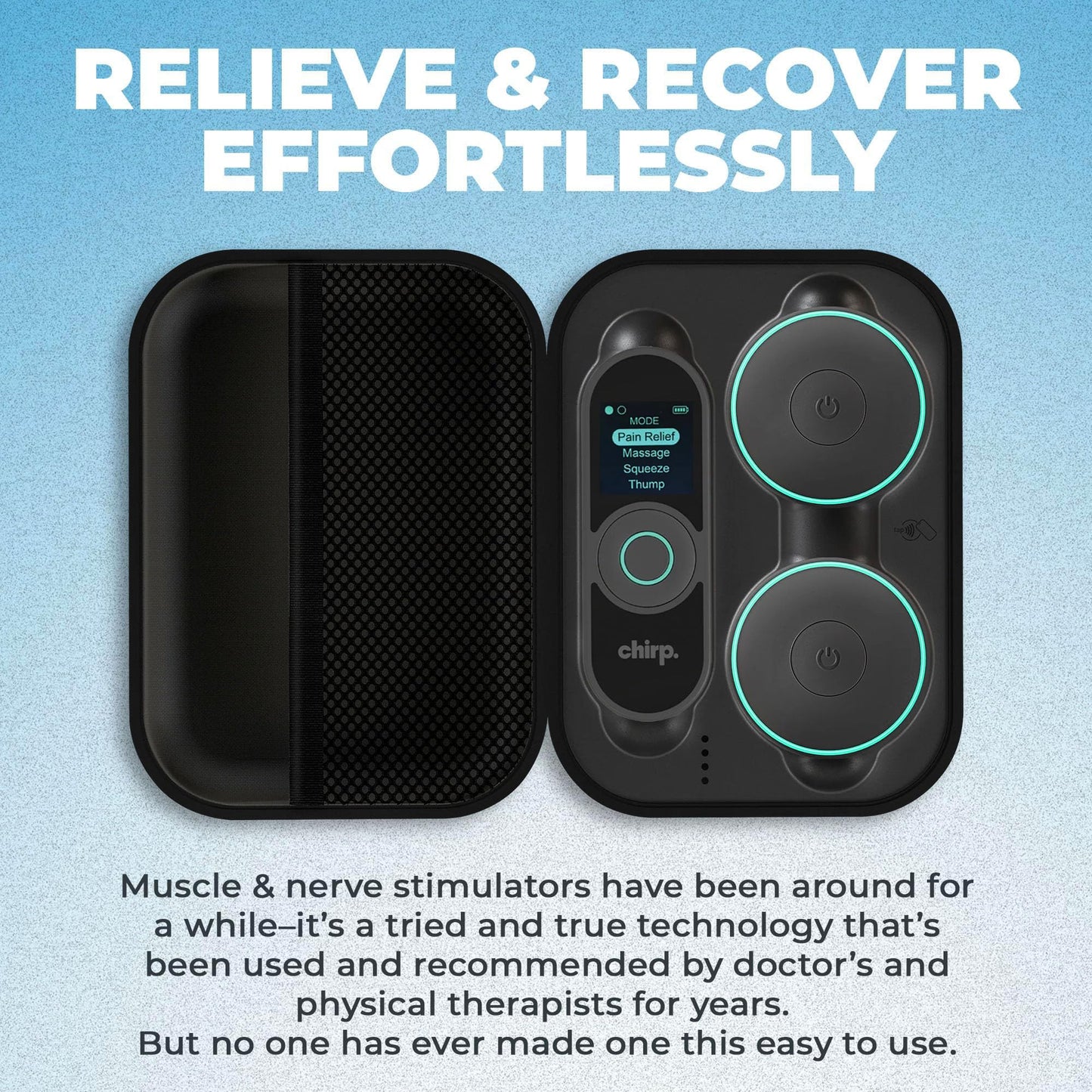 Chirp Halo Wireless Muscle Stimulator – Portable EMS Device for Muscle Recovery, Pain Relief, and Strength Training, Stimulate Muscles for Faster Recovery & Growth (Double)