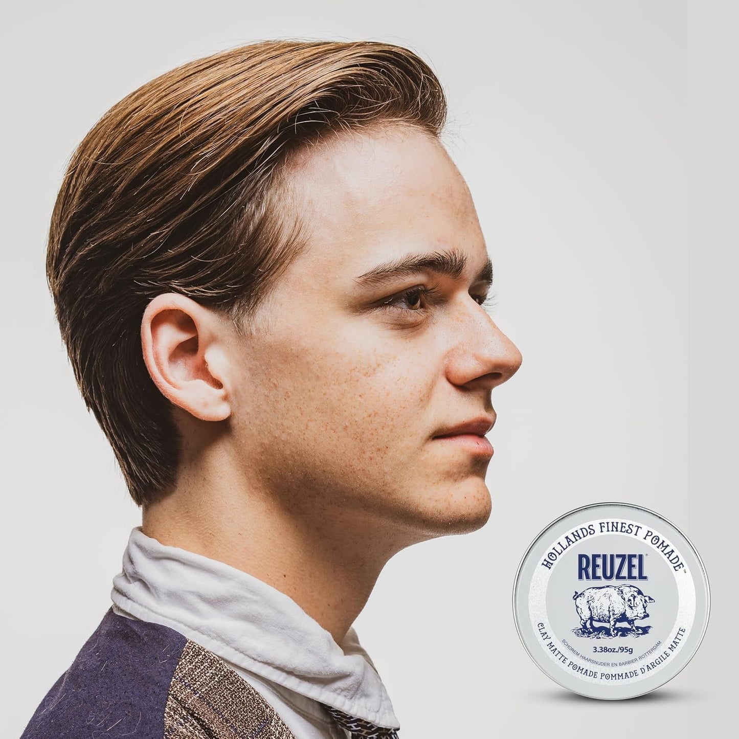 Reuzel Clay Matte Pomade - Medium Hold, Water Soluble, Flake-Free Finish | Ideal for All Hair Types