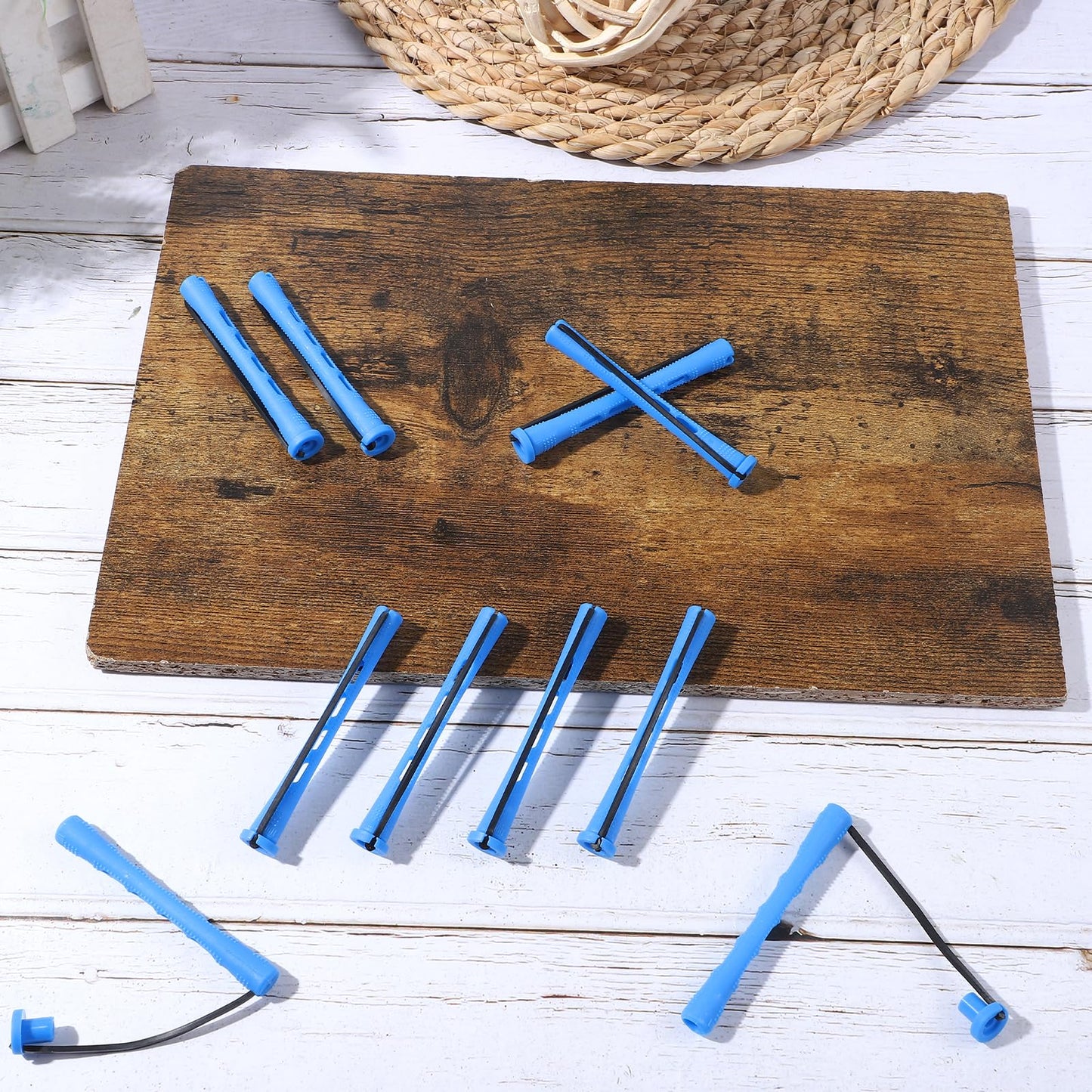 Wanmu 30 Pcs Perm Rods For Short Hair Plastic Cold Wave Rods Hair Curling Rollers Curling Roller Perm Rod Small Hair-Rollers for DIY Styling (Blue, 0.47 Inches)