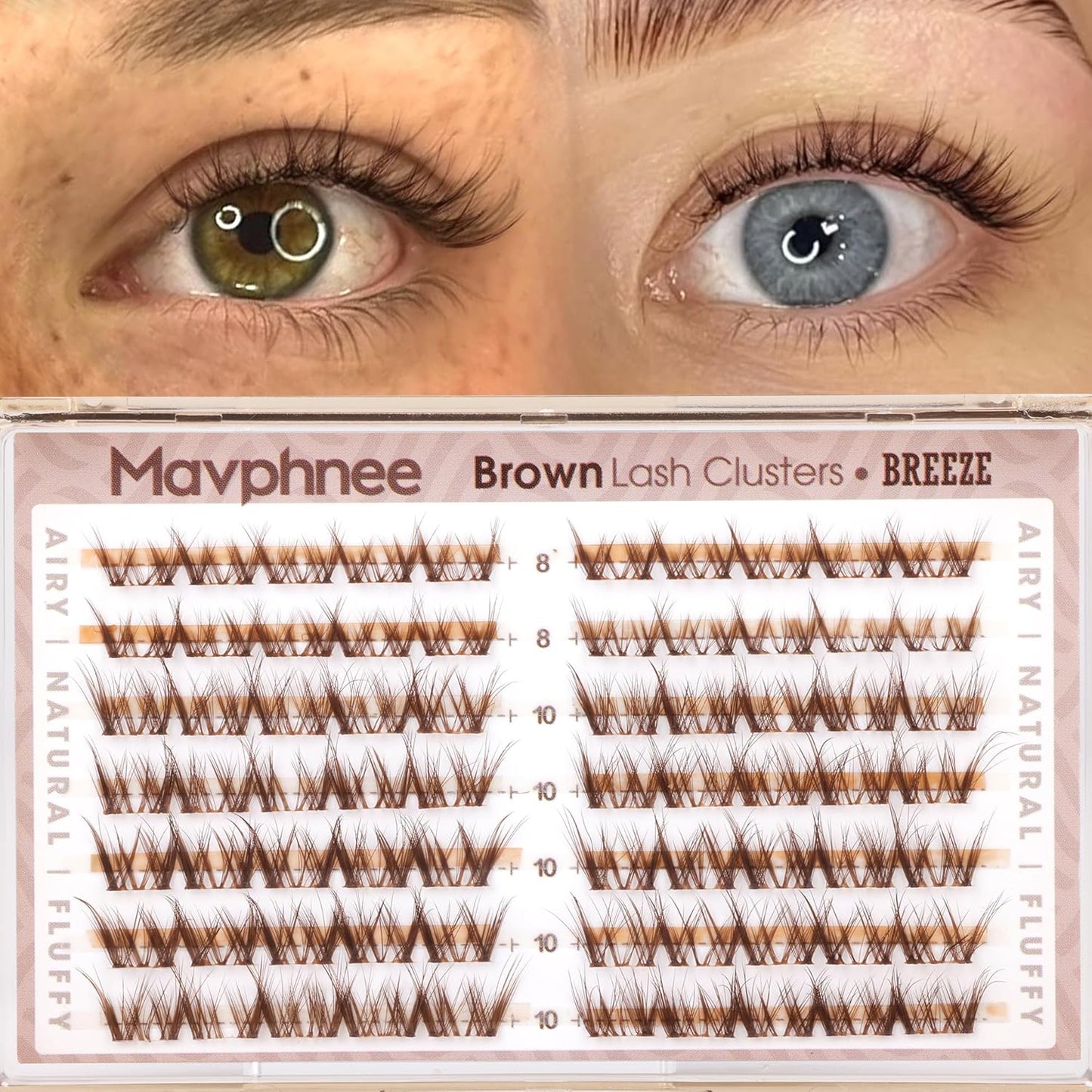 Natural Wispy Eyelash Extensions - Spider Lash Clusters 8-16MM | CC Curl, Flexible Clear Band for Effortless Application