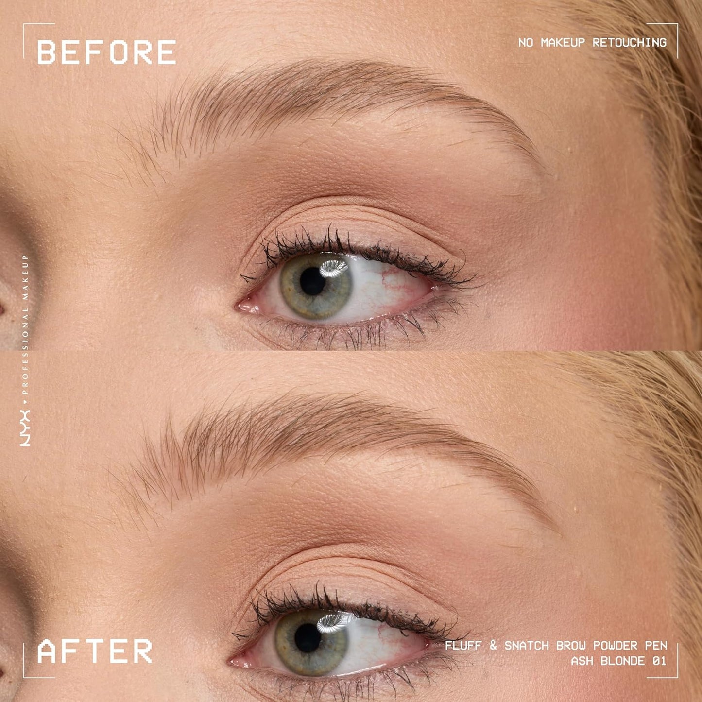 NYX Fluff & Snatch Brow Powder Pen - Cream To Powder Eyebrow Pen For Soft, Defined Brows | Ash Blonde