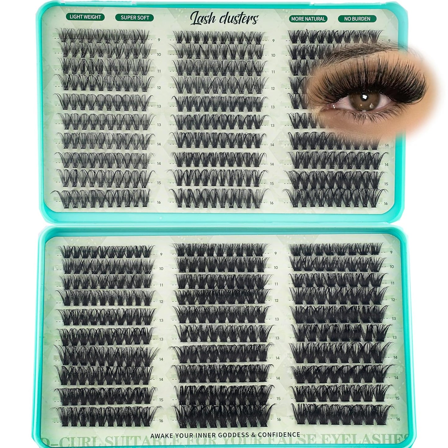 Lash Clusters Kit - 640pcs Wispy 30D/40D D Curl Individual Extensions | Natural 9-16mm with Bond, Seal & Tweezers