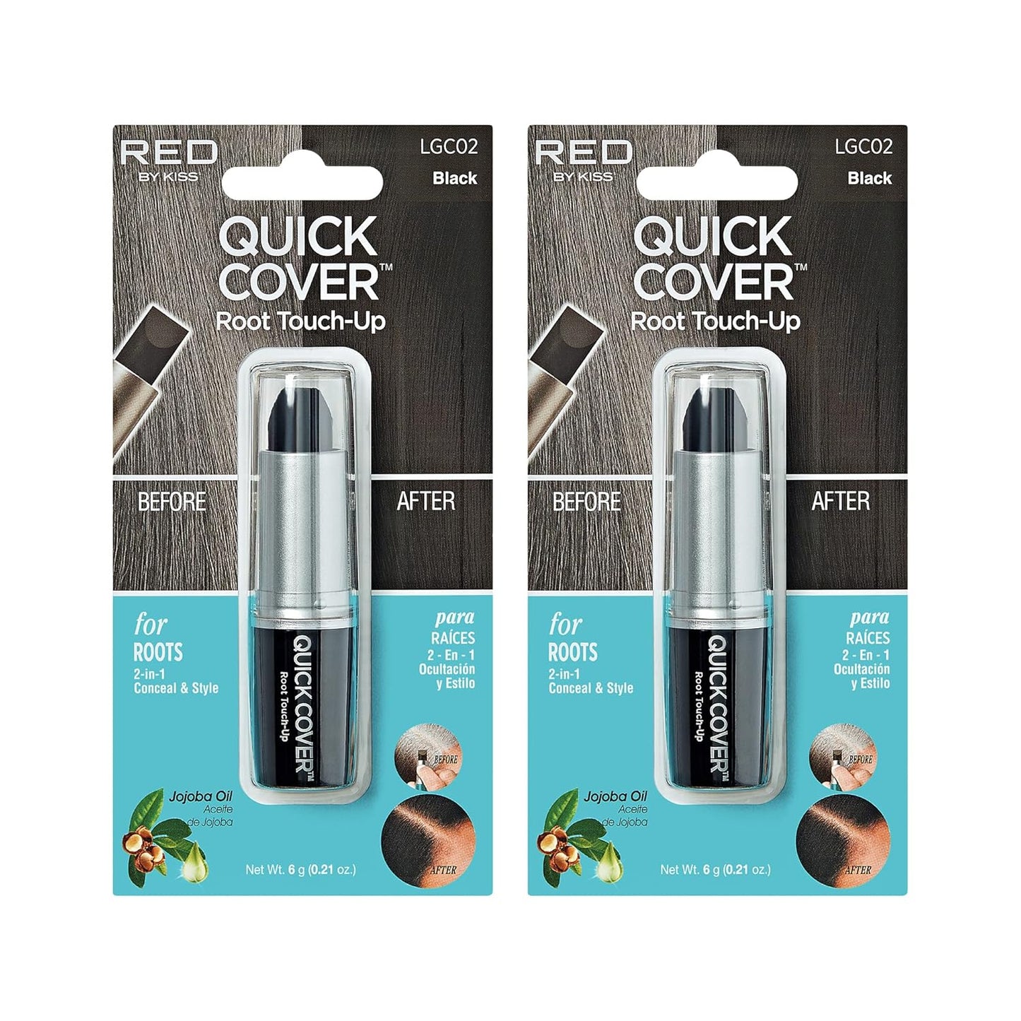 Quick Cover Root Touch Up Stick - Water-Resistant Gray Hair Concealer with Brush | Long-Lasting, Easy Application (Black)