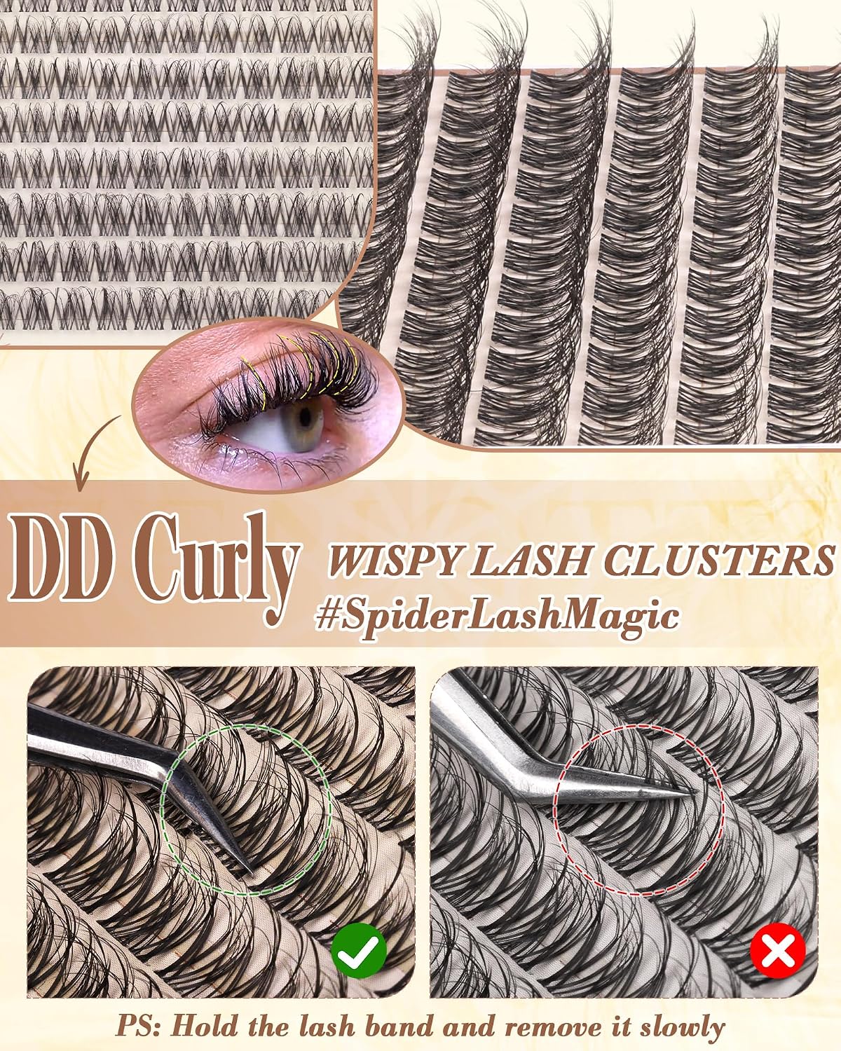 Breeze Spider Lash Clusters - Wispy DD Curl Eyelash Extensions | 10-16mm, 144PCS for Natural Daily Wear