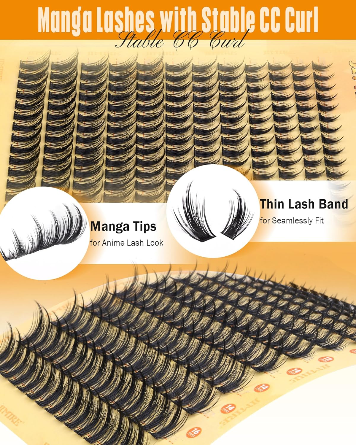 Wispy Lash Clusters - 180Pcs D-Curl Anime Eyelash Extensions | Natural Look 8-16MM