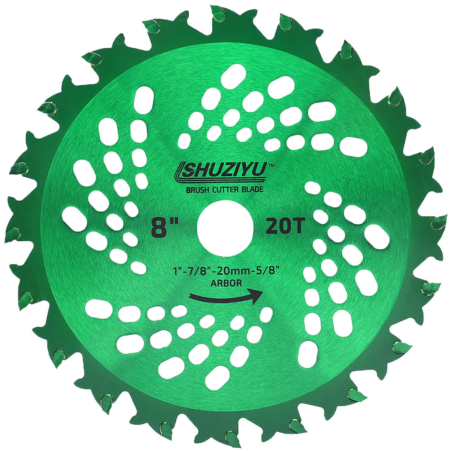 SHUZIYU, 8"-20T. Large Carbide Tip, 1" Arbor with Washer Adapter 7/8"-20mm-5/8, Brush Cutter Blade, Trimmer Weed Blade. Suitable for All Brand of Brush Cutter